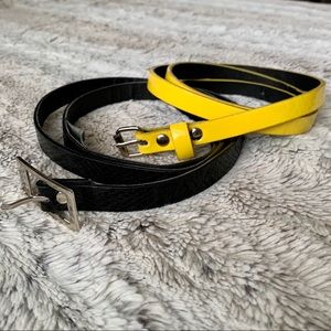 BLACK SNAKE SKIN BELT & YELLOW VINYL BELT